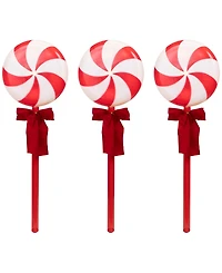 Northlight Lighted Peppermint Candy Christmas Outdoor Pathway Markers, Set of 3