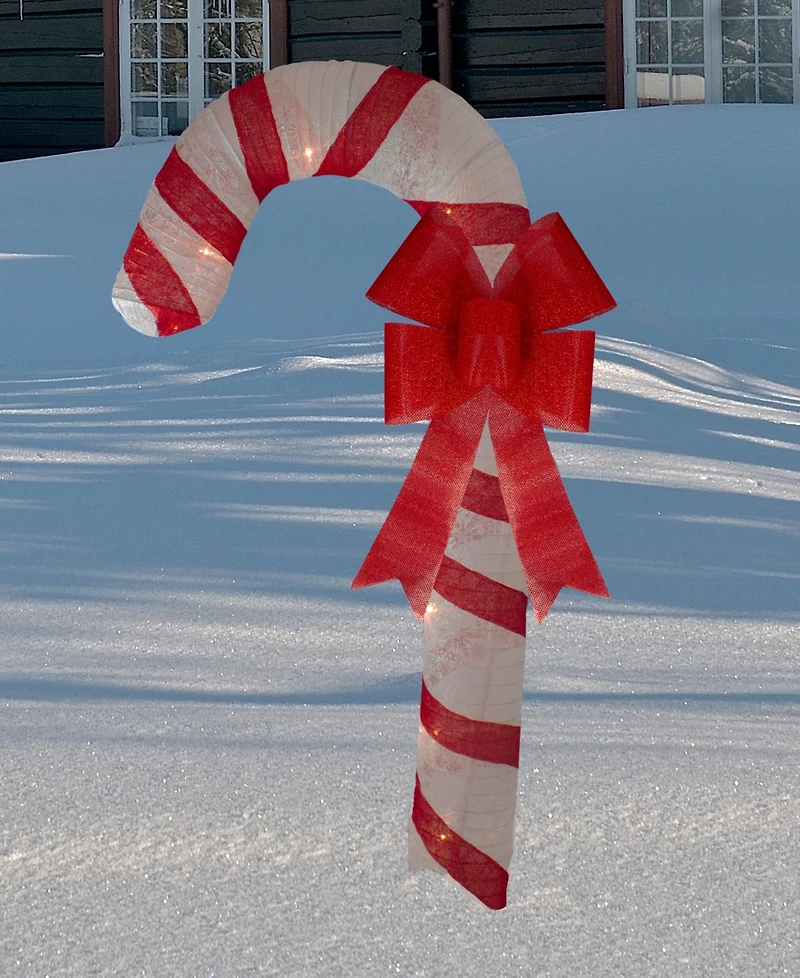 Northlight 8" Pre-Lit Striped Candy Cane with Bow Christmas Outdoor Commercial Decoration
