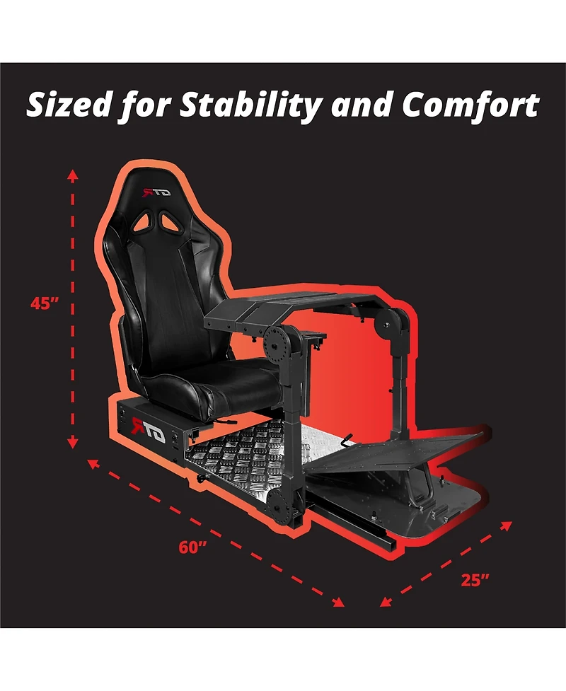 Gtr Simulator Gta-Pro Racing Cockpit | Dual-Use Sim Rig Workstation with Speciale Seat Direct Drive Compatible Upgradable Keyboard Tray Fit