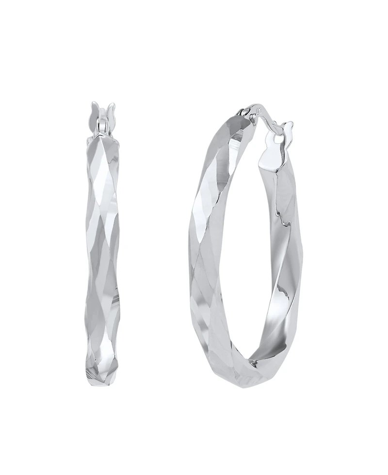 Macy's Polished Twist Tube Hoop Earrings in 10K White Gold