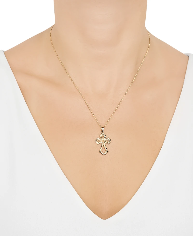 Macy's Polished Cross Pendant Necklace in 10k Yellow Gold