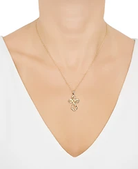Macy's Polished Cross Pendant Necklace in 10k Yellow Gold