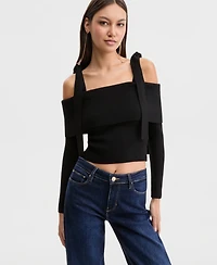 Guess Women's Ribbed Terra Cold-Shoulder Sweater