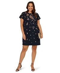 Adrianna Papell Plus Bead Short-Sleeve Dress