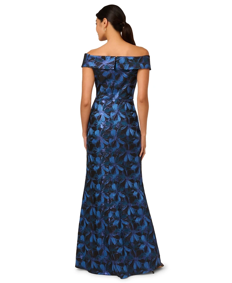 Adrianna Papell Petite Off-The-Shoulder Maxi Dress
