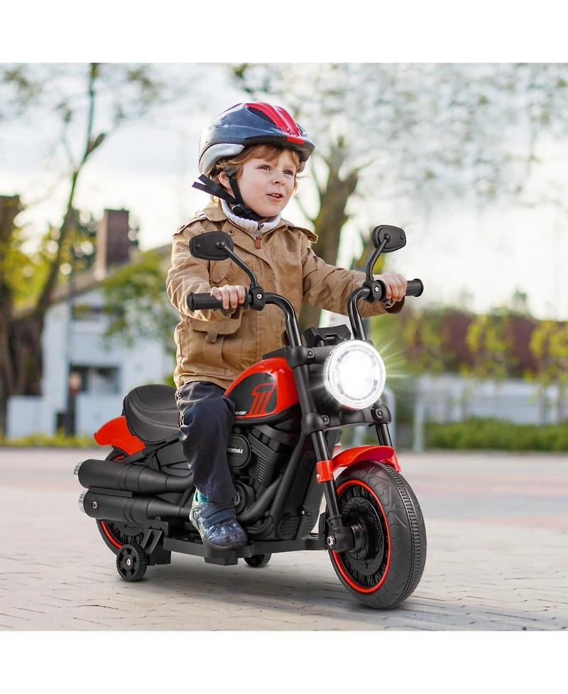 Mecale Kids Electric Motorcycle with Training Wheels and Led Headlights