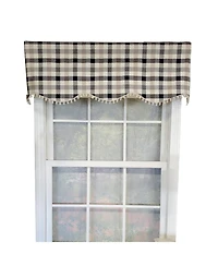 Rlf Home Ruskin Check Provance 3" Rod Pocket Lining Luxurious and Elegant Window Treatment Valance 50" x 15" Black