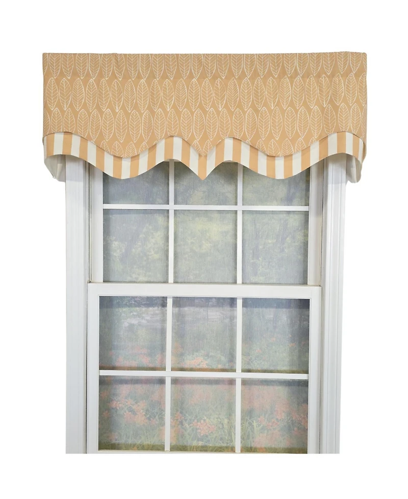 Rlf Home 100% Cotton Fall D-Regal Fully lined Windows Rod Pocket Valance 50" x 17" Tan