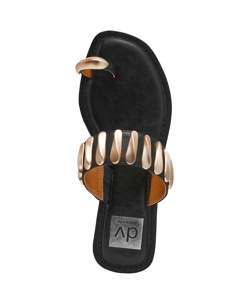 Dv Dolce Vita Women's Jayson Jewelry Embellished Thong Toe Ring Flat Sandals