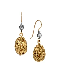 2028 Filigree Bead Crystal Drop Wire Earrings