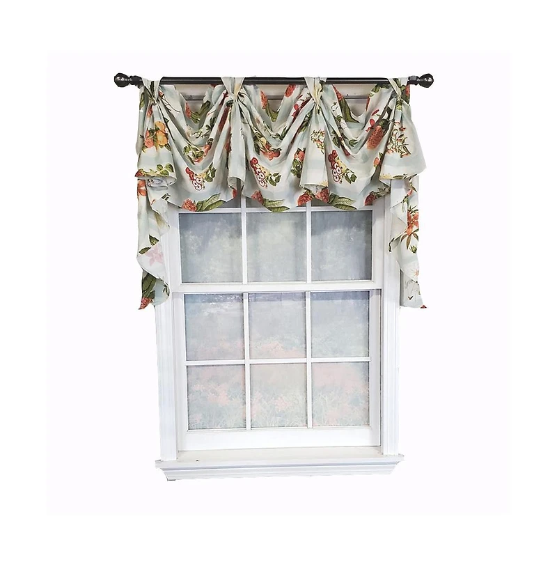 Rlf Home Luxurious Modern Design Garden Pallet Victory Swag 3-Scoop Window Valance 50" x 25" Robins Egg