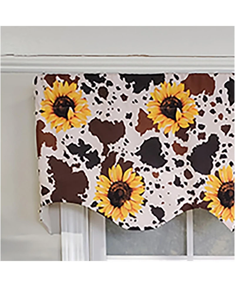 Rlf Home 3" Rod Pocket High Quality Fabric Sunflower Regal Valance for Windows 50" x 17" Brown