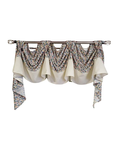 Rlf Home 3" Rod Pocket High Quality Fabric Banded Petite Flower 3-s Victory Swag for Windows 54" x 15" Multi