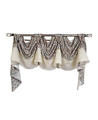 Rlf Home 3" Rod Pocket High Quality Fabric Banded Petite Flower 3-s Victory Swag for Windows 54" x 15" Multi