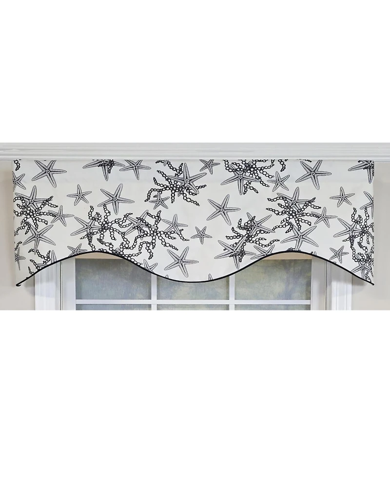 Rlf Home Reef Cornice Valance - 100% Cotton with Ivory Lining 50" x 17" Black