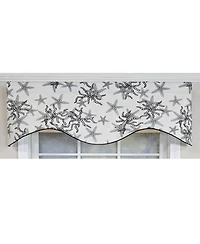 Rlf Home Reef Cornice Valance - 100% Cotton with Ivory Lining 50" x 17" Black