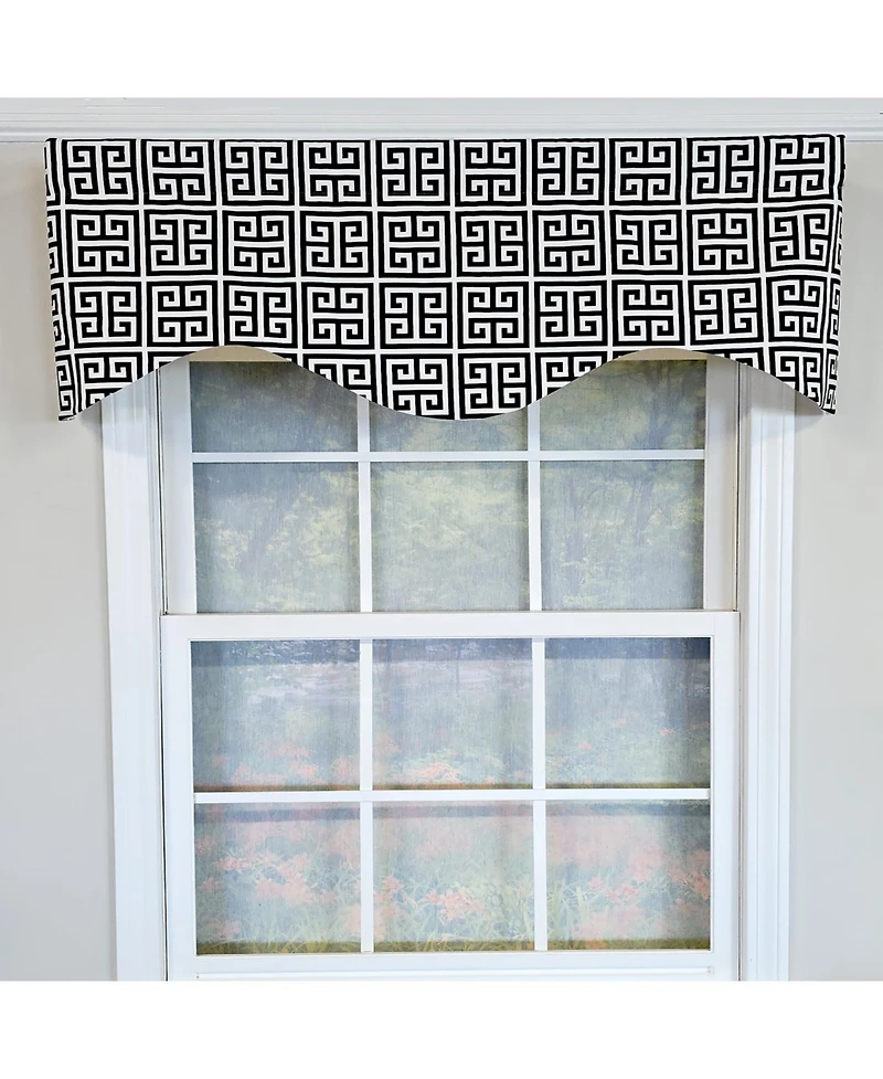 Rlf Home 100% Cotton Tower Cornice With Poly/Cotton Ivory lining Rod Pocket Valance 50" x 17" Black