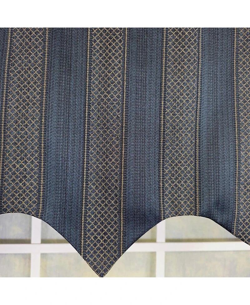 Rlf Home 100% Cotton Bronte Regal With Poly/Cotton Ivory lining Rod Pocket Valance 50" x 16" Navy