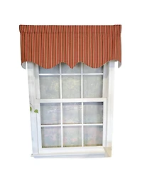 Rlf Home Roman Stripe Regal 3" Rod Pocket Lining Luxurious and Elegant Window Treatment Valance 50" x 17" Orange