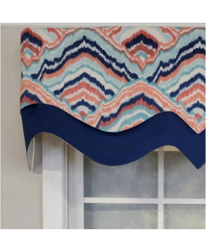 Rlf Home 3" Rod Pocket High Quality Fabric Frequency D-Regal Valance for Windows 50" x 17" Navy