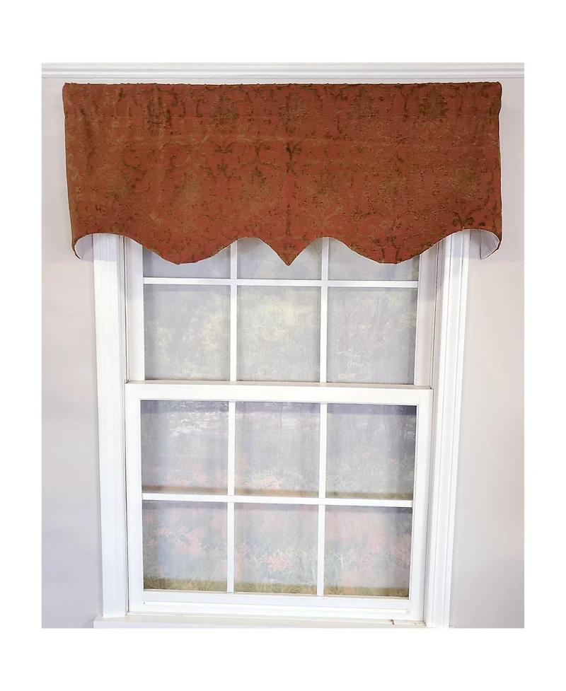 Rlf Home 3" Rod Pocket High Quality Fabric Kamau Garnet Regal Valance for Windows 50" x 17" Garnet