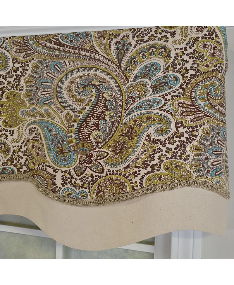 Rlf Home 100% Cotton Edenbridge Glory Fully lined Windows Rod Pocket Valance 50" x 16" Gray