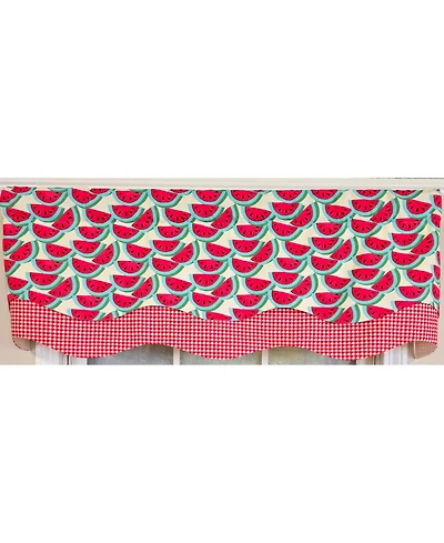 Rlf Home 100% Cotton Sandias Glory Fully lined Windows Rod Pocket Valance 50" x 16" Red