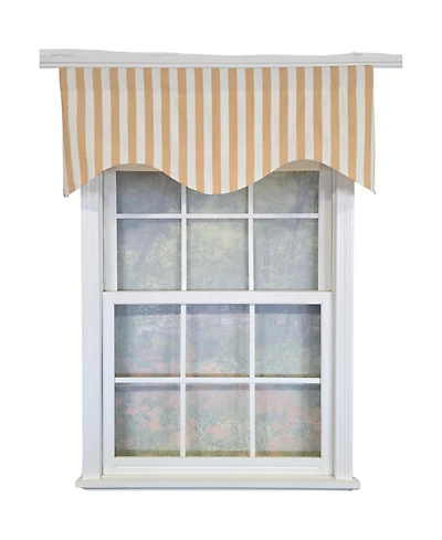 Rlf Home Playa Stripe Cornice Traditional Valance Tan 100% Cotton Lined 50" x 17" Tan