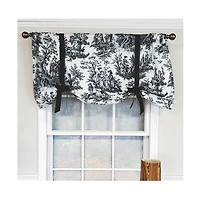 Rlf Home Modern Design Classic Pique Tie-Up Window Valance 50" x 18" Black