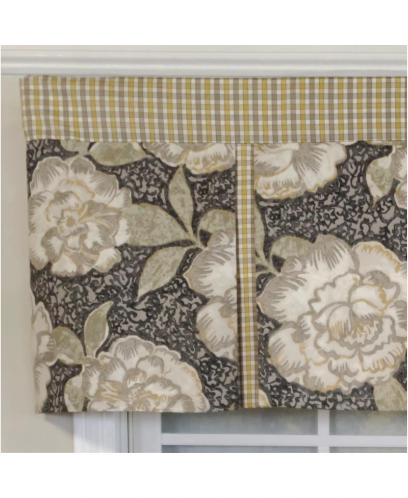 Rlf Home 3" Rod Pocket High Quality Fabric Peony Ball Pleated Valance for Windows 50" x 16" Gray