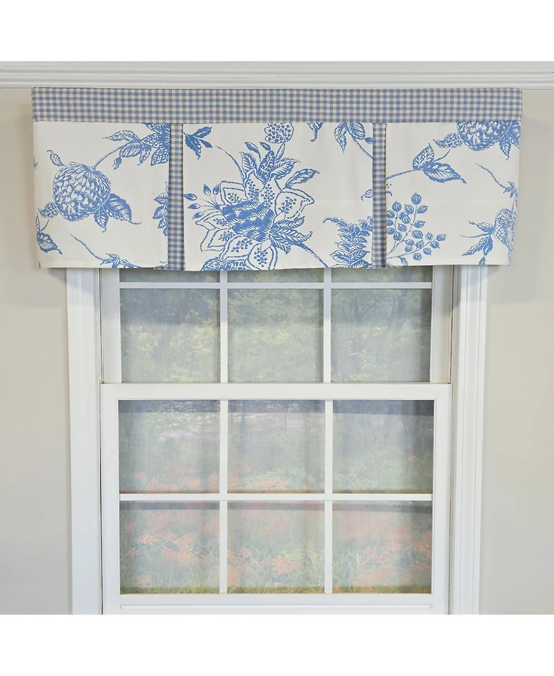 Rlf Home 100% Cotton Natalia Pleated Unlined Windows Rod Pocket Valance 50" x 17" Blue