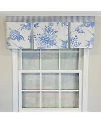 Rlf Home 100% Cotton Natalia Pleated Unlined Windows Rod Pocket Valance 50" x 17" Blue