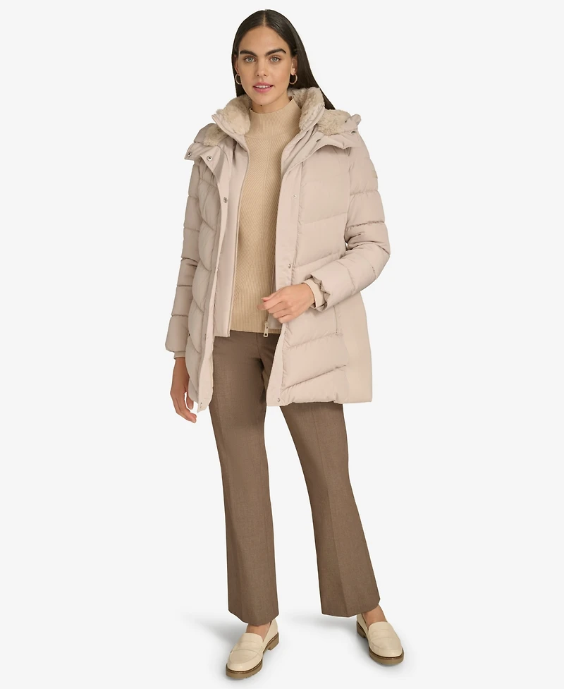 Calvin Klein Women's Lined Hooded Puffer Coat