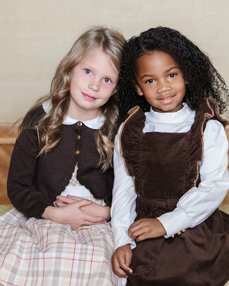 Hope & Henry Girls Organic Cropped Scallop Edge Sweater Cardigan