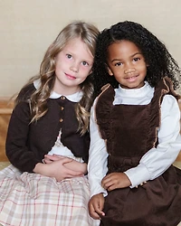 Hope & Henry Girls Organic Cropped Scallop Edge Sweater Cardigan