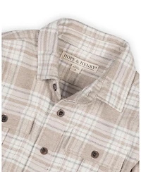 Hope & Henry Boys Organic Long Sleeve Flannel Shirt with Double Flap Pockets