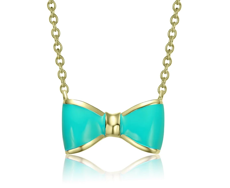 GiGiGirl 14K Gold Plated with Colored Enamel Bow Design Necklace