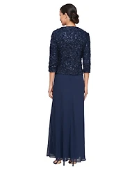 Alex Evenings Women's Empire Waist Long Open Soutache Jacket Dress