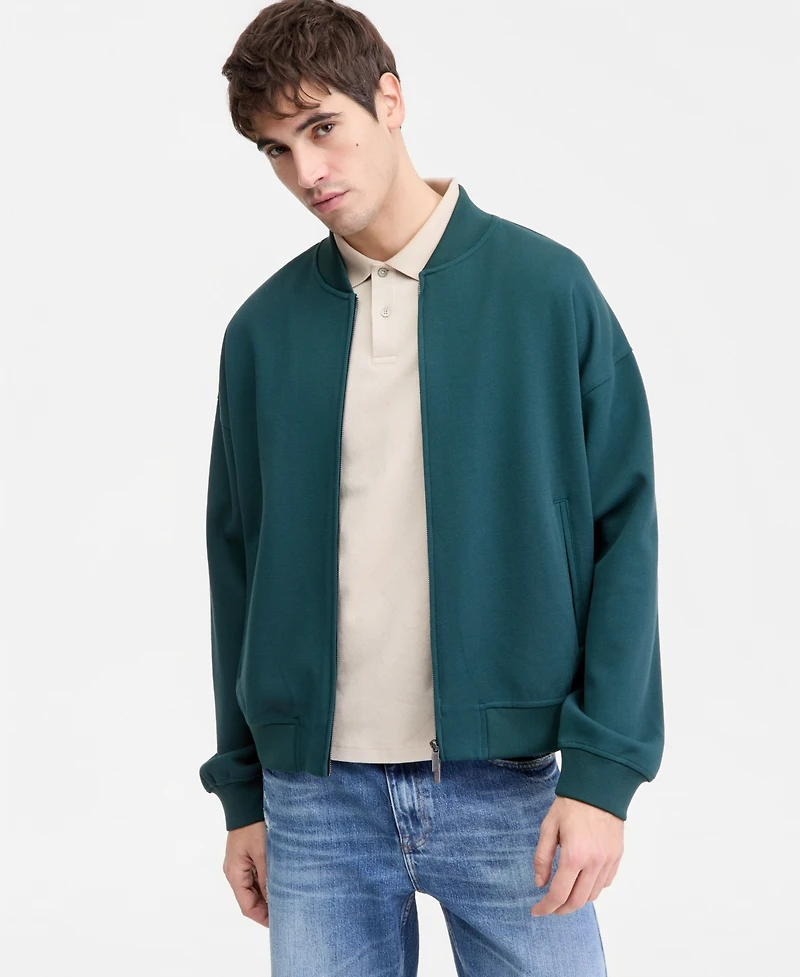 Guess Men's Logo Patch Bomber Sweatshirt