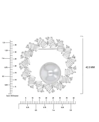 Macy's Cubic Zirconia & Freshwater Pearl Circular Pin Brooch