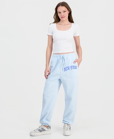 Self Esteem Juniors' New York Puff-Print Jogger Pants