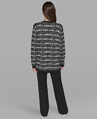 Karl Lagerfeld Paris Women's Linear V-Neck Cardigan Sweater