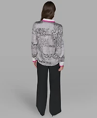 Karl Lagerfeld Paris Women's Script Blouse Top