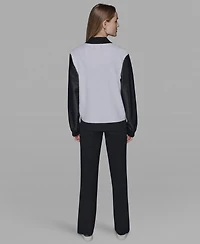 Karl Lagerfeld Paris Women's Choupette Knit Bomber Crewneck Jacket