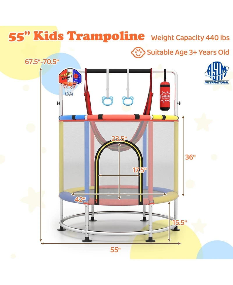 Mecale- 55" Kids Trampoline Gift for for 3-6 Years Old Boys and Girls
