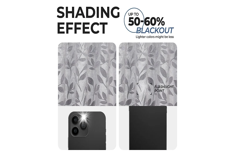 Superior Leaves Modern Bohemian Back Tab Blackout Curtain Set