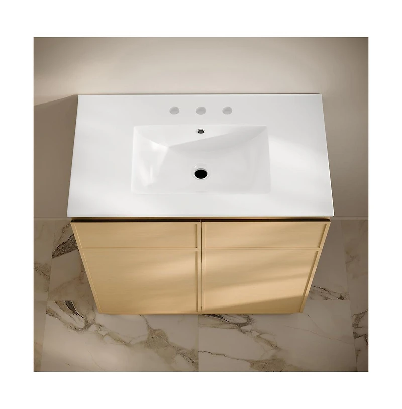Swiss Madison 36" Freestanding Bathroom Vanity in Natural Oak with 3-Hole Widespread Sink Top