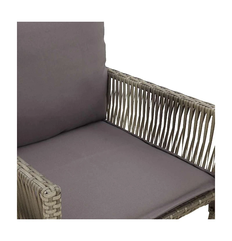 Patio Bar Stools with Cushions 2 pcs Gray Poly Rattan