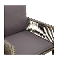 Patio Bar Stools with Cushions 2 pcs Gray Poly Rattan