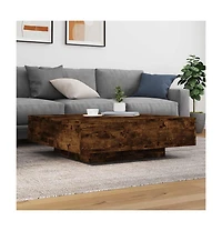 vidaXL Coffee Table with Led Lights Smoked Oak 39.4"x39.4"x12.2"